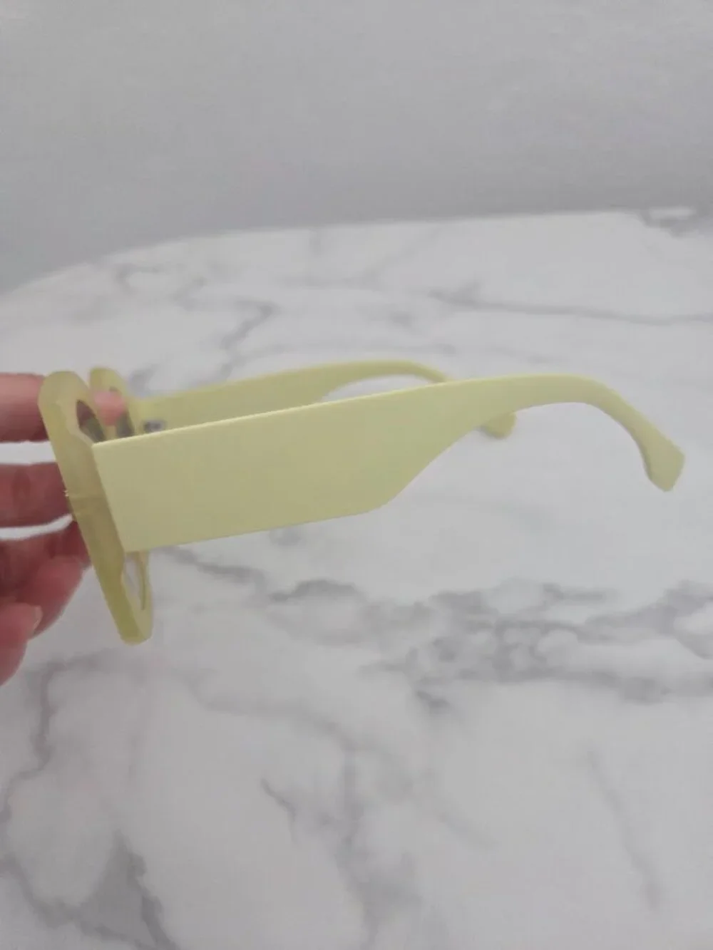 Oversized Square Sunglasses Pastel Lime Green Yellow Frame Gradient Lens - Picture 8 of 13